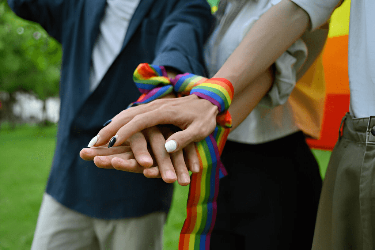 Hands supporting LGBT community